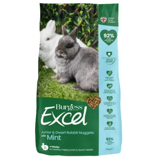 Excel Junior & Dwarf Rabbit Nuggets alla menta da 1.5 kg